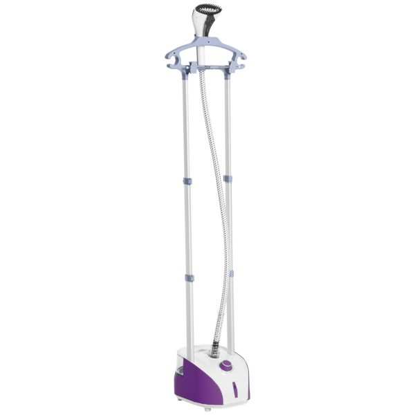 Ferro de Engomar Vertical com Barra Dupla Depósito 2L a Vapor 1950W Saída 32g/min e Temperatura Ajustável em 11 Níveis Roxo Branco