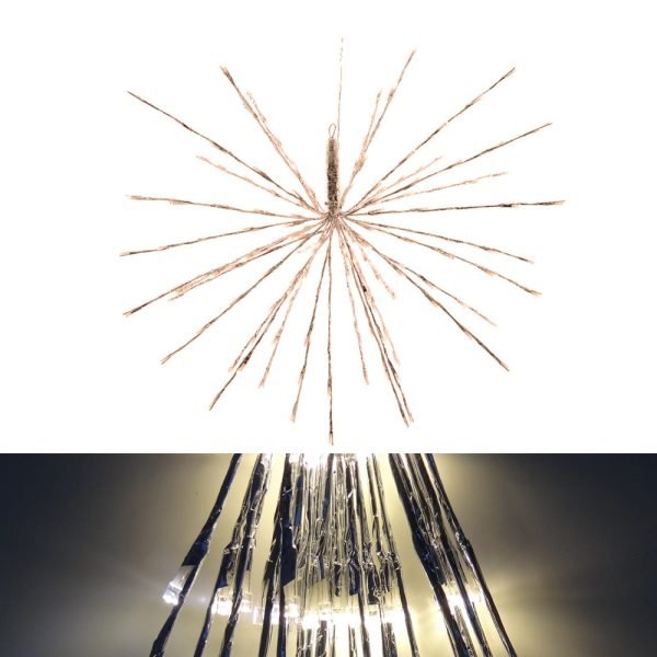 Figura Led Em Forma De Bola Com Pontas Com Efeito Cascata + Intermitente Ao Mesmo Tempo 45Cm 72 Leds Branco Quente Ip44