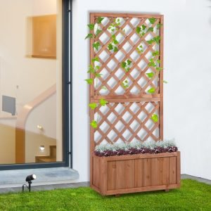 Floreira com Treliça de Madeira Maciça com Suporte para Plantas Trepadeiras para Cultivo de Plantas Flores 72