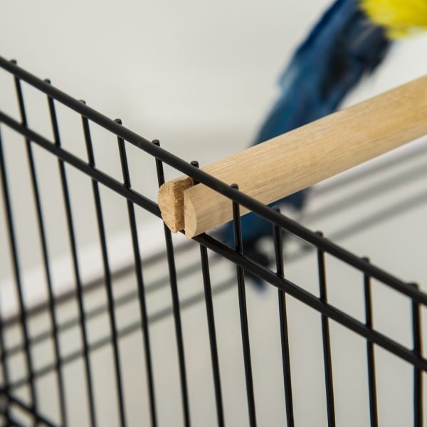 Gaiola para Passáros com Suporte Desmontável  com 4 Rodas, Teto com Abertura, 2 Comedouros, 2 Poleiros e Bandeja Removível 47x35x106,5cm Branco - Imagem 5