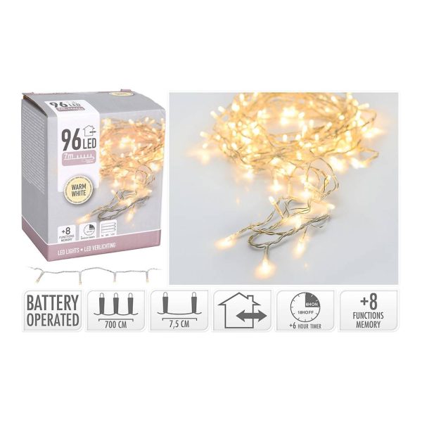 Grinalda 96 Leds Cabo Transparente Ip44 Luz Quente Lâmpada D