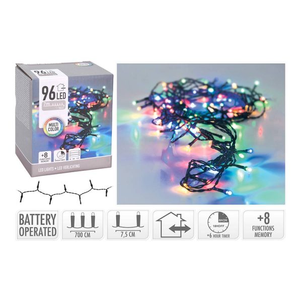 Grinalda 96 Leds Multicor Ip44 Lâmpada 5Mm 3Xaa Não Incluida