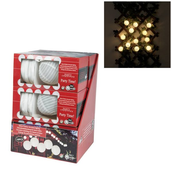 Grinalda De 10 Bolas 20 Leds Ip20 Com 3Xaa Pilhas Não Incl