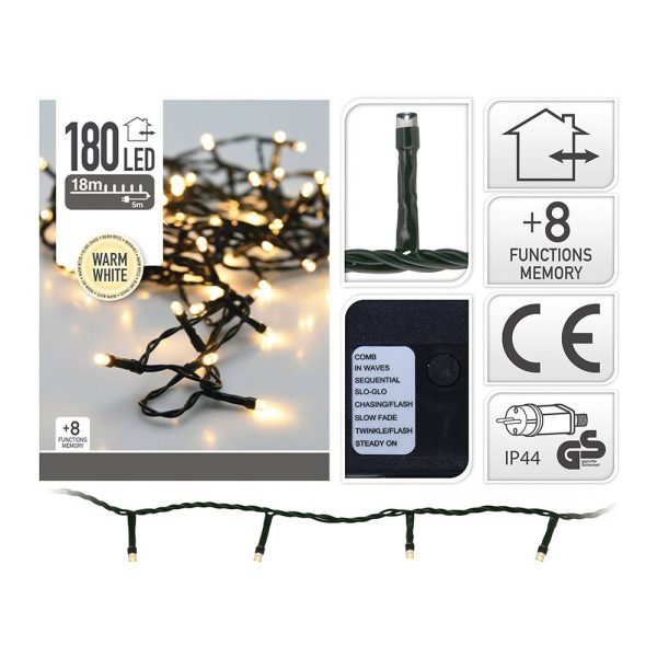 Grinalda Exterior Led180 Leds Luz Quente 18Mts