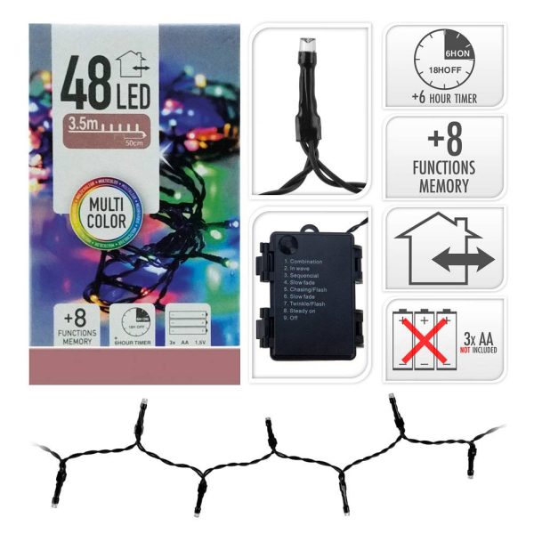 Grinalda Multifunção Multicor 48 Leds A Pilhas Cabo Verde Ip