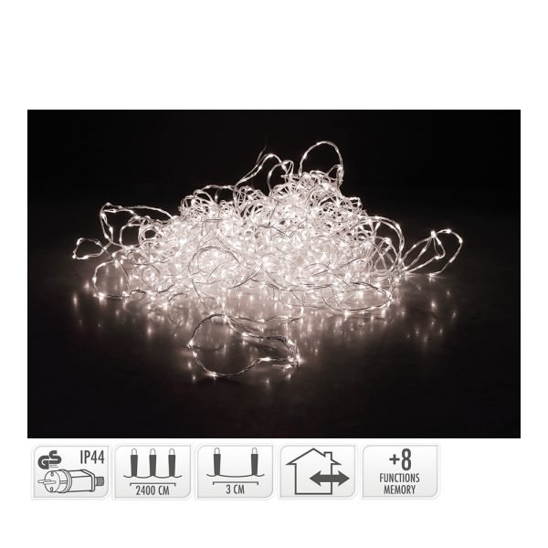 Grinalda Soft Wire 800 Leds Branco Quente 8 Funções 24M