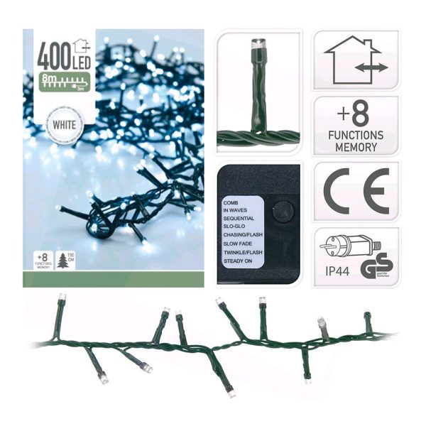 Grinalda Tipo Espinho Branco Frio 400 Leds Multifunção 8M. A