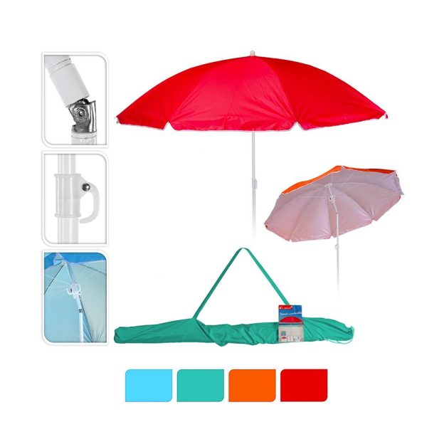 Guarda-Sol Praia Ø160Cm Com Capa Cores Sortidos Upf 40-50+ Uv Radiaçao Bloqueada 97.5-98%