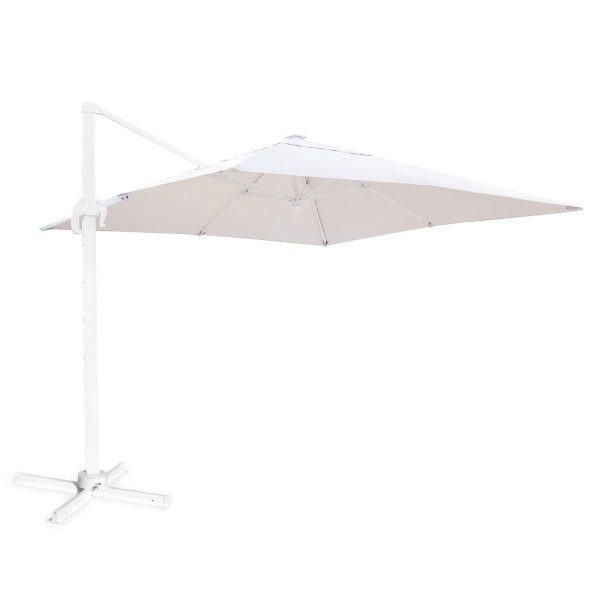 Guarda-Sol  com Luzes Led Excêntico Solar Aluminio 3 X 3 M Branco