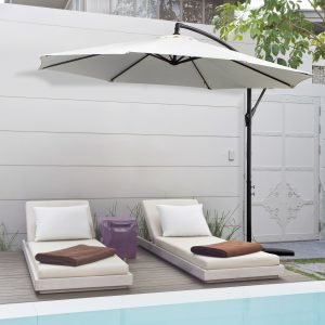 Guarda Sol de Jardim Ø300x250cm Inclinável com Manivela