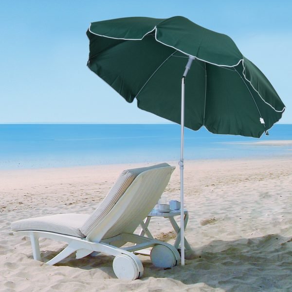 Guarda-sol de praia com telhado inclinado, Poste Destacável e pico inferior com Bolsa de transporte, 200 cm de diâmetro, Cor Verde - Image 1