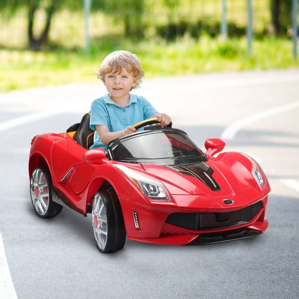 HomCom® Carro Eléctrico de Bateria Vermelho de a partir de 3 Anos de idade com Luzes e Música 130x71x52cm