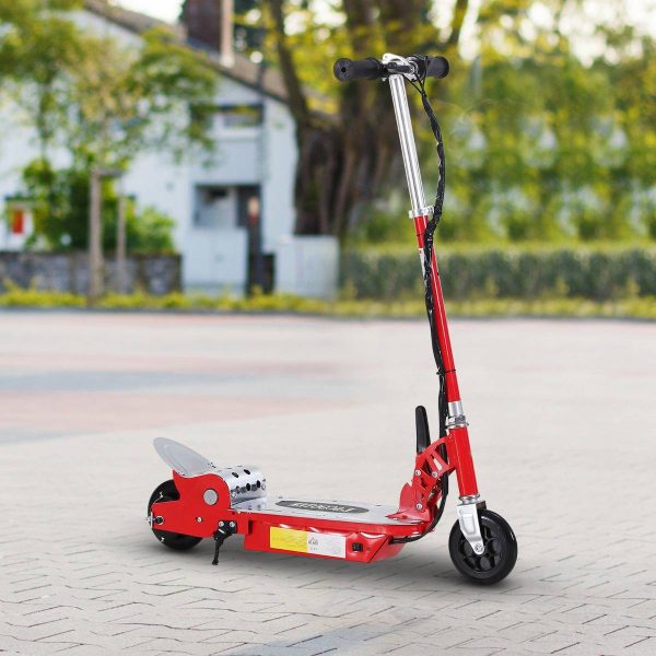 HomCom® Trotinete Eléctrico Tipo Scooter com Guiador Ajustável – Cor Vermelho - 81.5x37x96cm