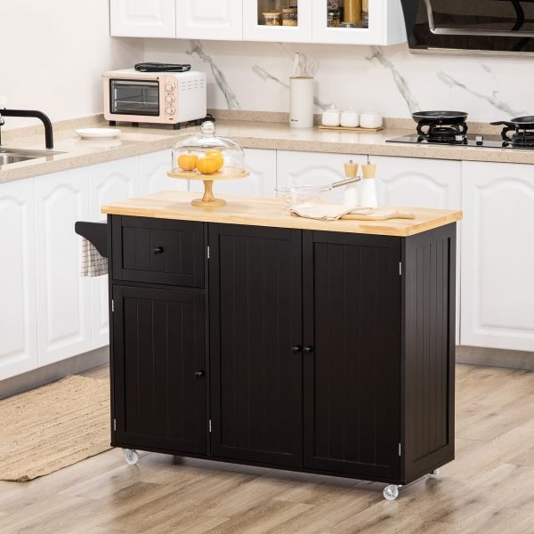 Ilha de Cozinha com Rodas e com Gaveta 3 Portas 135x45x94
