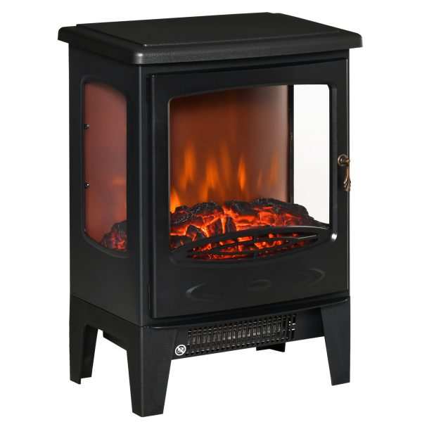 Lareira Elétrica 900W/1800W Decorativa com Janelas Efeito de Chama Temperatura Ajustável e Proteção Sobreaquecimento para 20-25 ㎡ 39x26x54
