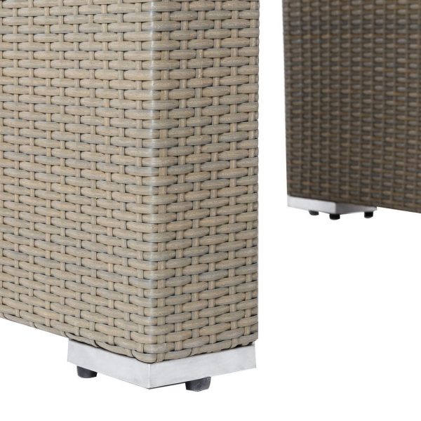 Mesa de Jardim Alta Marlene em Ratan Sintético/Vidro 110x80x110cm, Taupe - Image 2