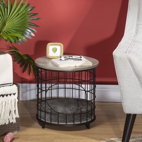 Mesa Auxiliar Lateral com 1 Orifício para Gatos Pequenos com Almofada Lavável