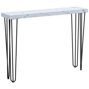 Mesa Consola Moderna de Entrada com Patas Aço Anti-Tombo Móvel para Sala Estar Corredor 110x25x79
