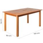 Mesa Retangular Madeira Natural Shorea 140 X 80 X 74 Cm - Image 4