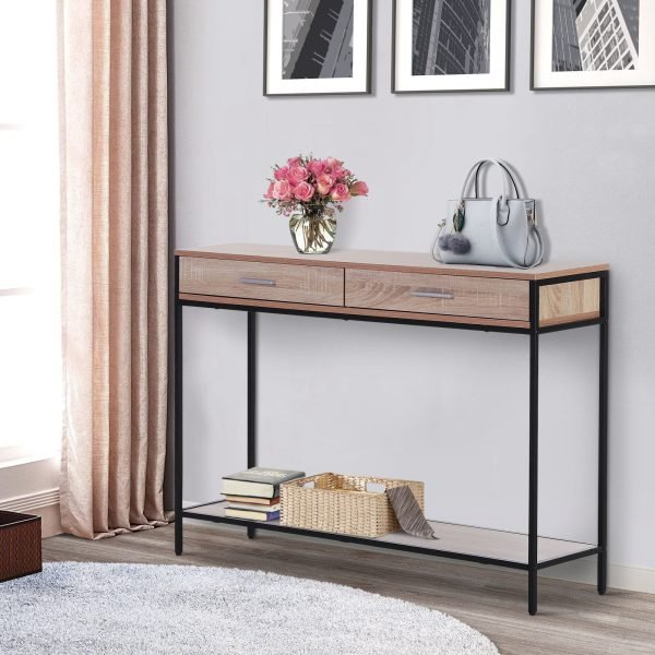 Mesa consola tipo aparador para corredor com 2 Gavetas e Prateleira Inferior 120x30x81