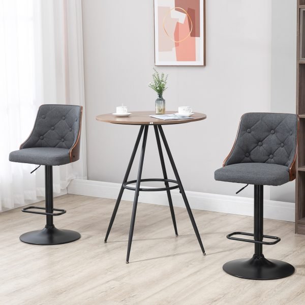 Mesa de Bar Redonda com Bancada de Melamina e Pés de Aço Estilo Industrial Ø75x91