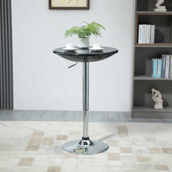 Mesa de Bar com Altura Regulável Giratória 360° com Base Redonda Mesa Alta de Aço Moderna para Cozinha Sala de Jantar Cafeteria 61x61x76-97cm Preto