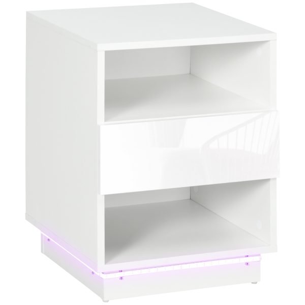 Gaveta de Alto Brilho e 2 Prateleiras 40x40x55 cm Branco