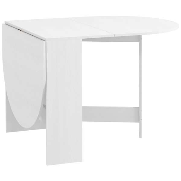 Mesa de Cozinha Dobrável Jantar Ovalada com Laterais Abatíveis Estilo Moderno 163x80x75 cm Branco