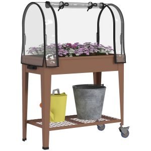 Mesa de Cultivo com Rodas 80x40x120 com Cobertura de Estufa e Prateleira Inferior para Cultivar