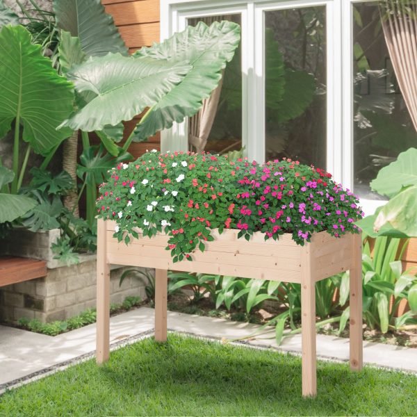 Mesa de Cultivo com Tecido não Tecido e 4 Orifícios de Drenagem para Cultivo de Plantas e Flores Madeira
