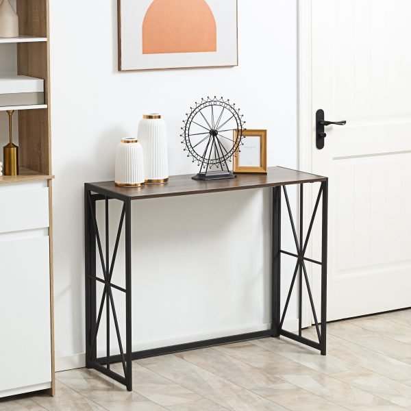 Mesa de Entrada Estilo Industrial com Estrutura em Metal Dobrável e Bancada de MDF