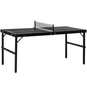 Mesa de Ping Pong Dobrável de Tamanho Médio com Estrutura de Alumínio 152x76x72 cm Preto