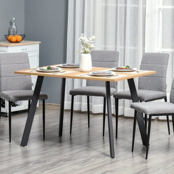 Mesa de Sala de Jantar Retangular Moderna com Pés de Metal e Almofadas Ajustáveis 120x80x76cm Carvalho