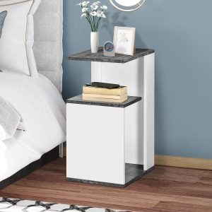 Mesinha de Cabeceira com 2 Prateleiras de Armazenamento Estilo Moderno 35x29