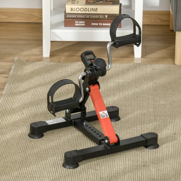 Mini Bicicleta Estática de Exercícios Mini Bicicleta Estática com Altura e Comprimento Ajustáveis Tela LCD Máquina de Pedalar de Mãos e Pernas 33-43x40x24