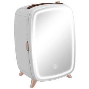 Mini Frigorífico de Cosméticos 6L 9V com Porta Espelho e Luz LED Ajustável em 3 Níveis para Beleza Maquilhagem Bebidas 24