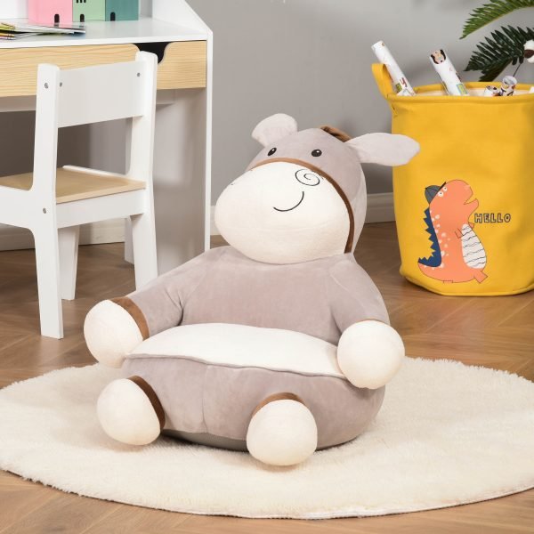 Mini sofá infantil para crianças acima de 18 meses em forma de burro com assento acolchoado 60x55x60cm, Cor cinza - Image 1
