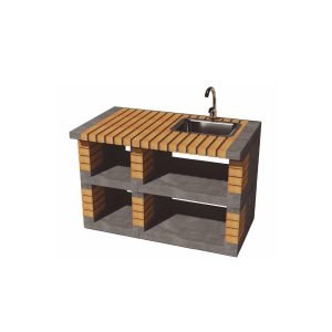 Modulo de Bancada com lava-loiça Pan American laranja
