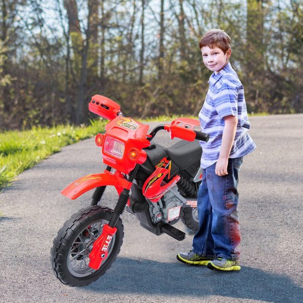 Mota Elétrica Infantil com Bateria com Rodinhas de Apoio - Cor: Vermelho - Material PP