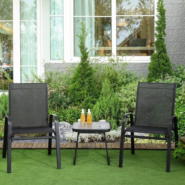 Móveis de Exterior Incluí 2 Poltronas com Tecido de Malha Respirável e Mesa de Centro