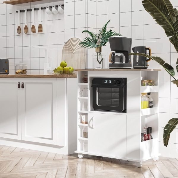 Móvel Auxiliar de Cozinha com Rodas Móvel Buffet de Cozinha com Porta Compartimentos de Armazenamento