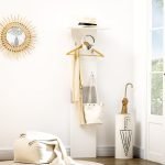 Móvel Cabide de Entrada com 4 Ganchos Cabide de Parede com Barra Suspensa de Alumínio