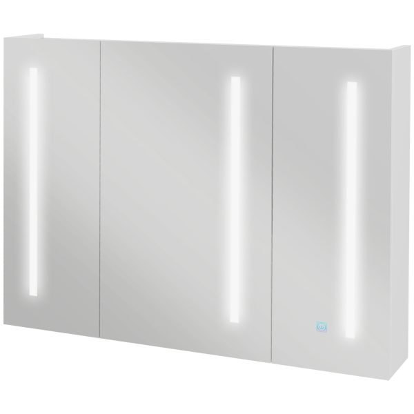 Móvel Casa de Banho de Parede com 3 Portas. Prateleiras Ajustáveis e Interruptor Tátil 90x15x70 cm