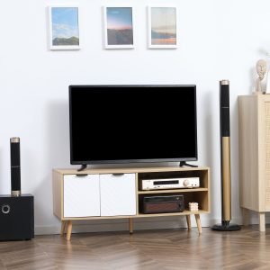 Móvel de TV Moderno com 2 Portas e 2 Prateleiras de Armazenamento para Televisores de até 46" 110x39x48