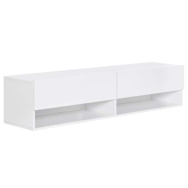 Móvel de TV de Parede com 2 Compartimentos e 2 Armários com Portas 140x32x31 cm Branco