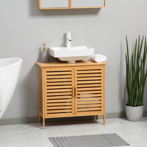 Móvel para Lavatório Pousar de Bambu com 2 Portas