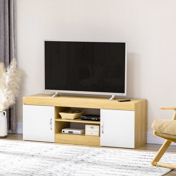 Móvel para Sala de Estar Moderno com 2 Portas com Puxador e Armazenamento de 2 Níveis para Televisores até 60 Polegadas