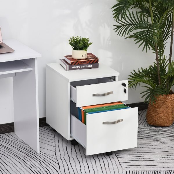 Móvel para arquivos com 2 gavetas com freios 40x45.5x52.5 cm Branco