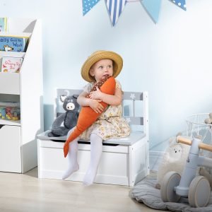 Organizador de Brinquedos para Crianças acima de 18 Meses Banco de Armazenamento Infantil com Tampa
