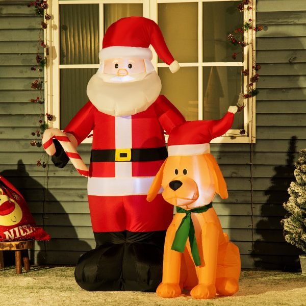 Pai Natal Insuflável com Cão